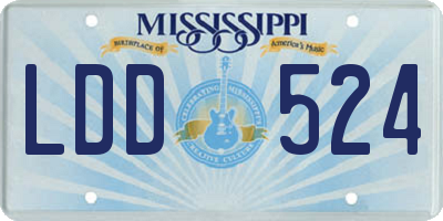 MS license plate LDD524