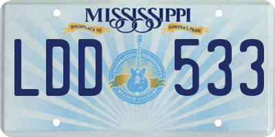 MS license plate LDD533