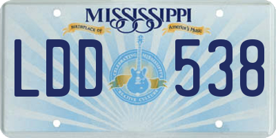 MS license plate LDD538