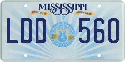 MS license plate LDD560