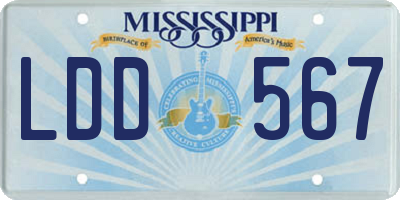 MS license plate LDD567