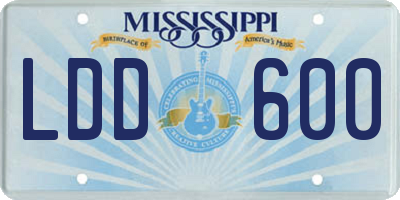 MS license plate LDD600