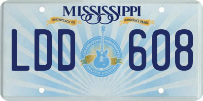 MS license plate LDD608