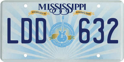 MS license plate LDD632