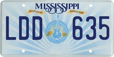 MS license plate LDD635