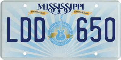 MS license plate LDD650