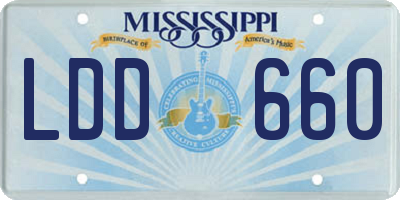 MS license plate LDD660