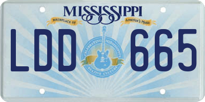 MS license plate LDD665