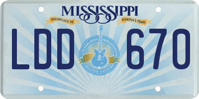 MS license plate LDD670