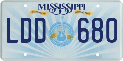 MS license plate LDD680