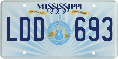 MS license plate LDD693