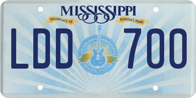 MS license plate LDD700