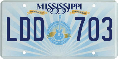 MS license plate LDD703