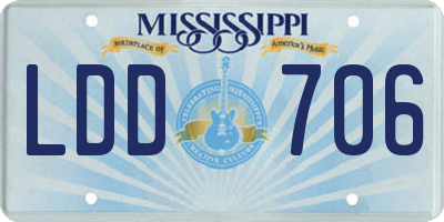 MS license plate LDD706