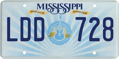 MS license plate LDD728