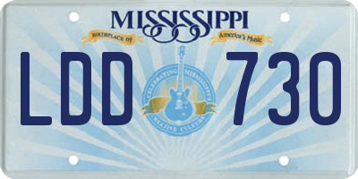 MS license plate LDD730