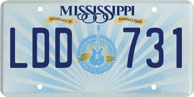 MS license plate LDD731