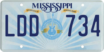 MS license plate LDD734