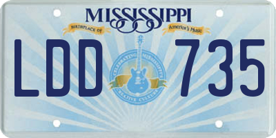 MS license plate LDD735