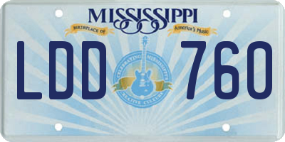 MS license plate LDD760