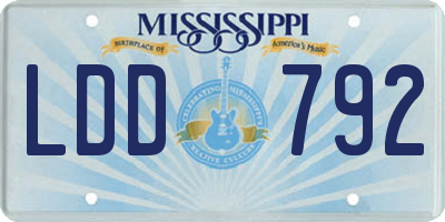 MS license plate LDD792