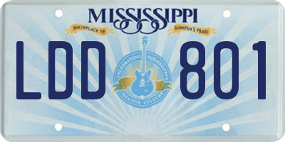 MS license plate LDD801