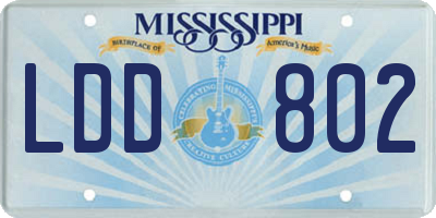 MS license plate LDD802