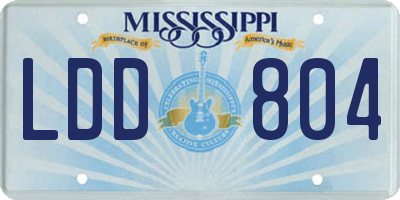 MS license plate LDD804