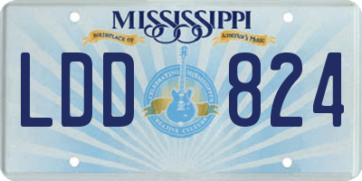 MS license plate LDD824