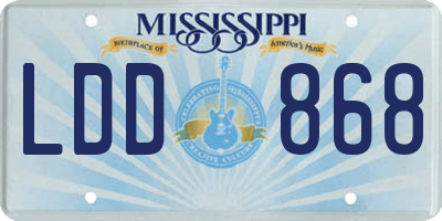 MS license plate LDD868