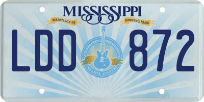 MS license plate LDD872