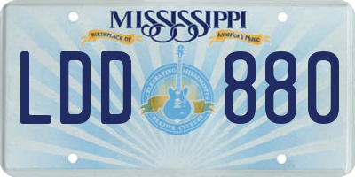MS license plate LDD880