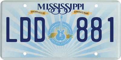 MS license plate LDD881
