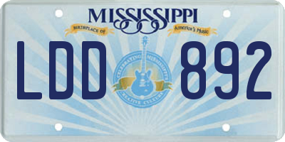 MS license plate LDD892