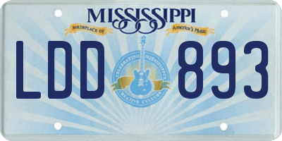 MS license plate LDD893