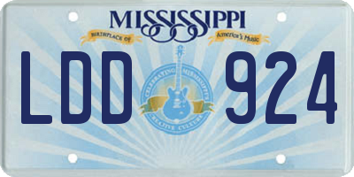 MS license plate LDD924