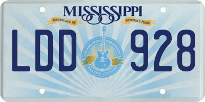 MS license plate LDD928