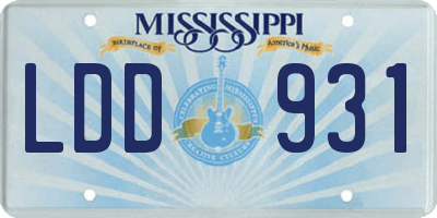 MS license plate LDD931