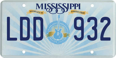 MS license plate LDD932
