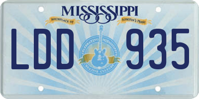 MS license plate LDD935