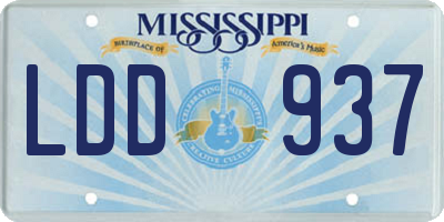 MS license plate LDD937