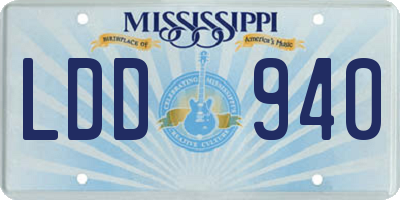 MS license plate LDD940