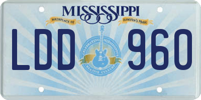 MS license plate LDD960