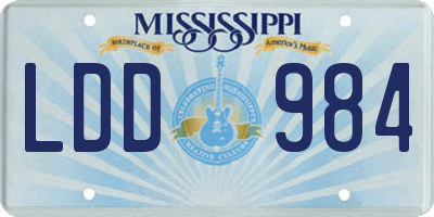 MS license plate LDD984