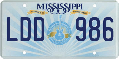 MS license plate LDD986