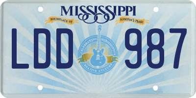 MS license plate LDD987