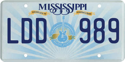 MS license plate LDD989