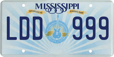 MS license plate LDD999