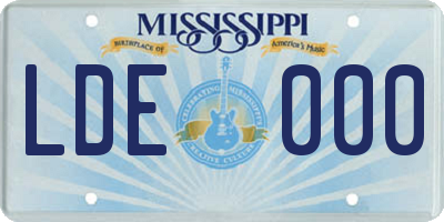 MS license plate LDE000