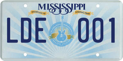 MS license plate LDE001